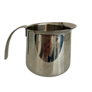 Krups Silver Stainless Steel Milk Short Frothing Pitcher With Handle 20 oz